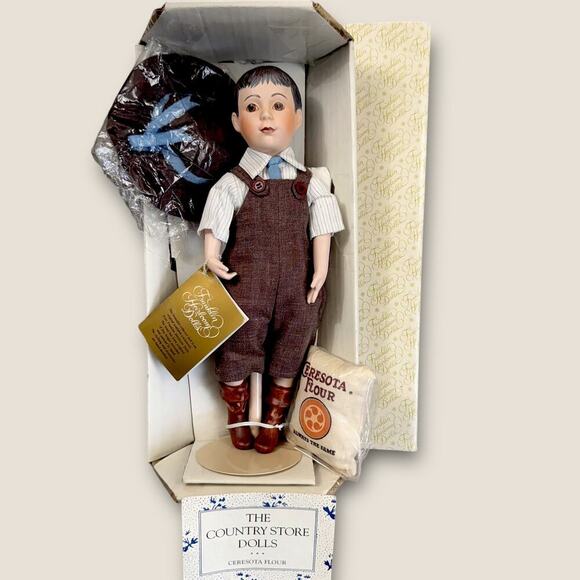 Ceresota Flour Boy Doll Porcelain Vintage Franklin Heirloom Mint in Box Size 12" - Picture 1 of 8